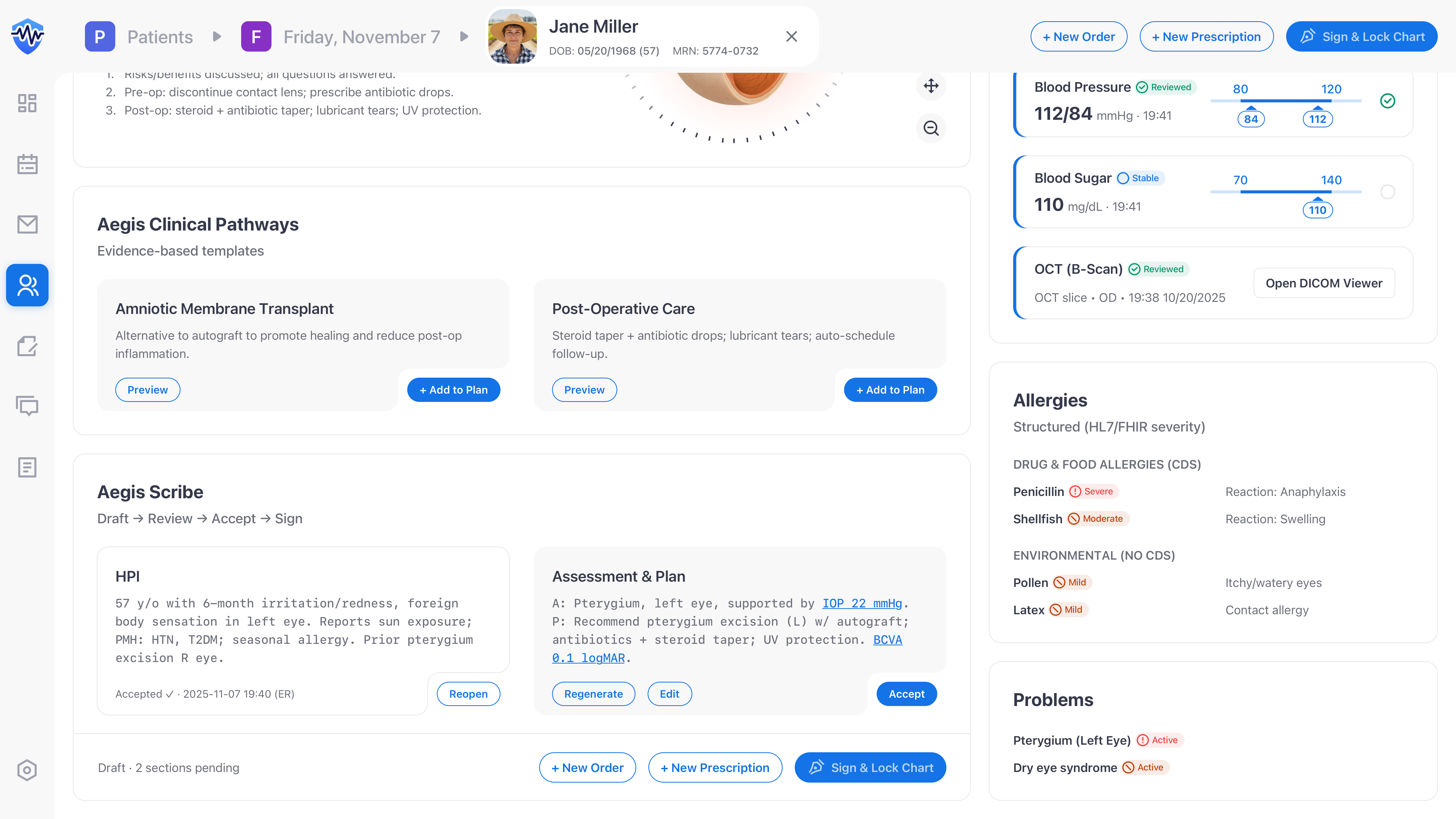 Aegis accessible visualization with high-contrast lines and shaded reference range