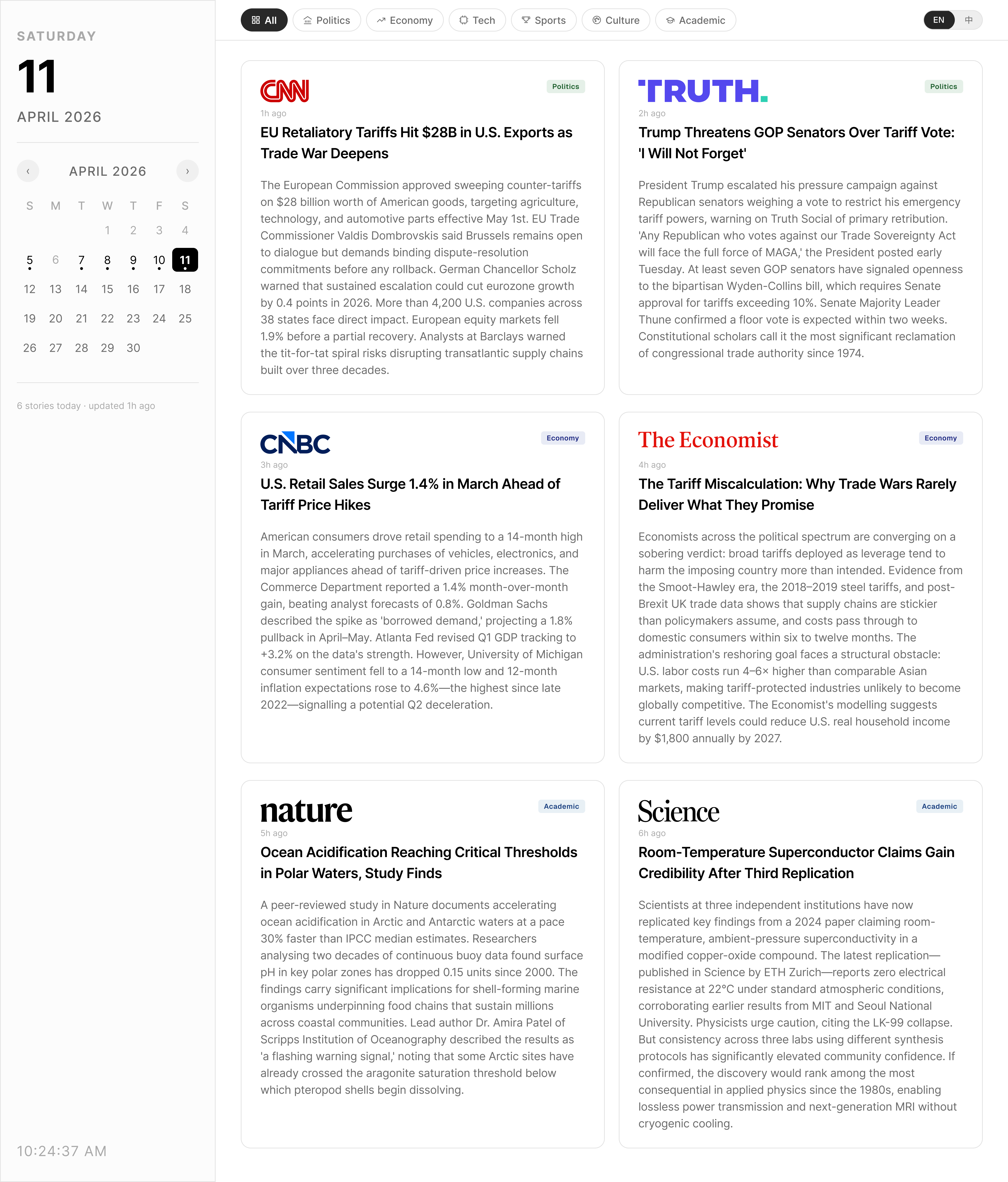 Round 4 — v3.3 Hi-Fi Mockup Final with real publication logos, white cards with 1px borders, top-right WCAG AAA badges, and English/Chinese language toggle