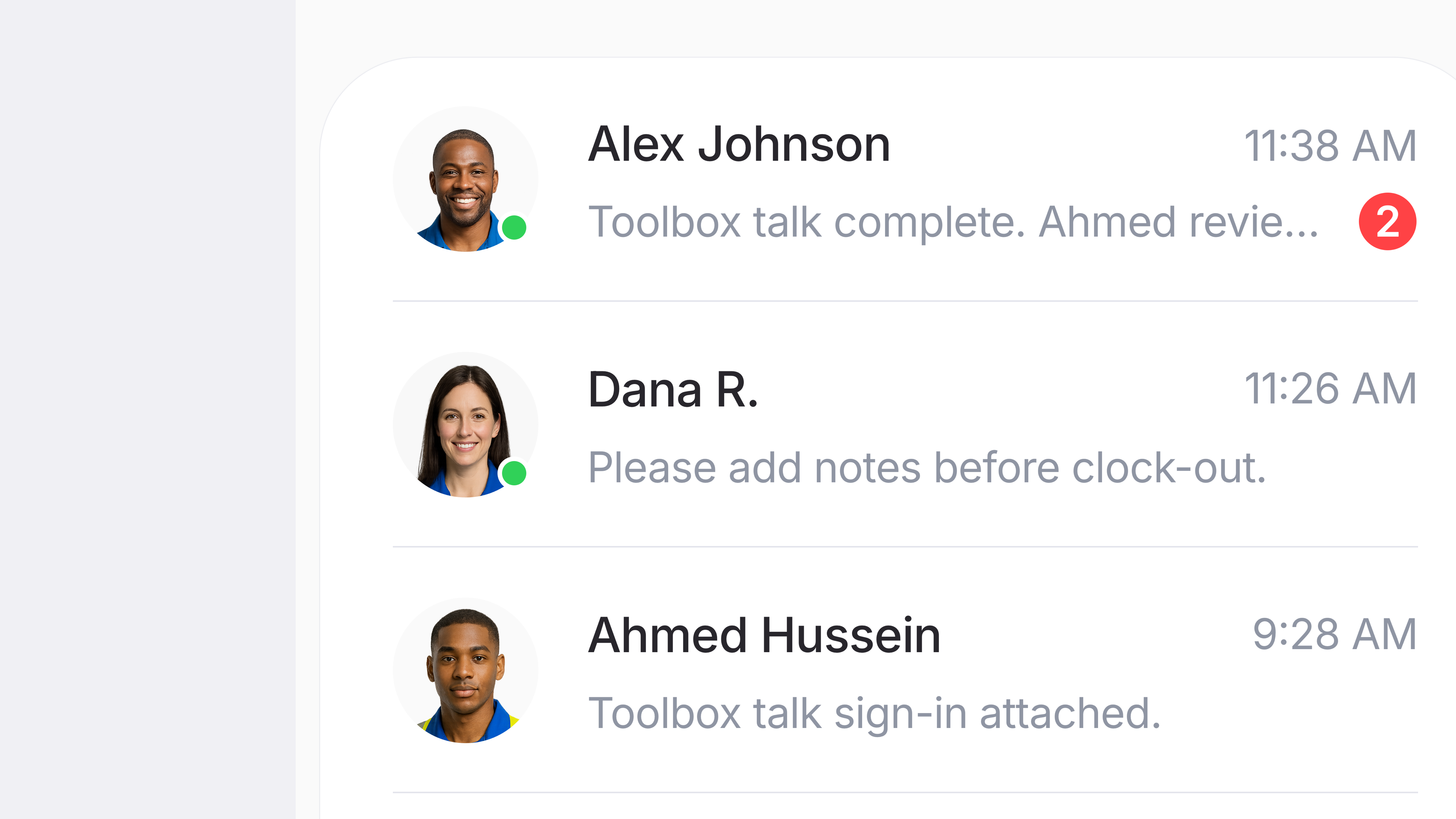 Messaging thread showing contextual information alongside actions